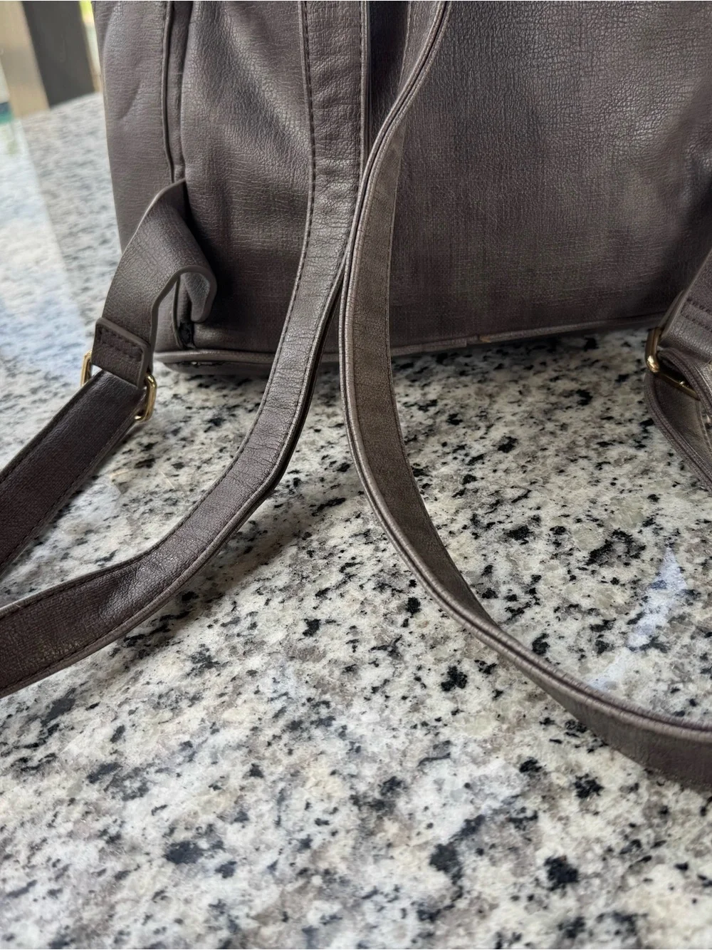 MMS Design Studio gray faux leather backpack